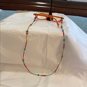 Orange and Blue Beaded Jewelry Eyeglass Chain